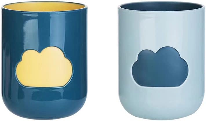 RabyLeo Simple Cloud Mouthwash Cup - Creative Cute Couple's Cup (Dark Green & Light Blue) - Image 1